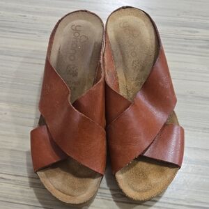 Yokono Women's Brown Leather Sandal/Wedge